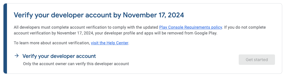 Google Play Developer Console Deadline Box